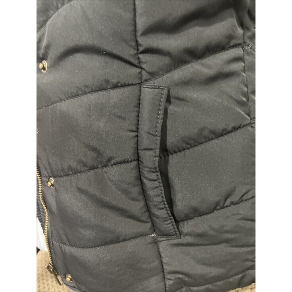 Aeropostale Hooded Puffer vest women Size Small Black Faux Fur - Picture 9 of 9